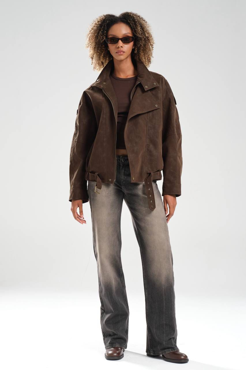 Brown Suede Oversized Jacket