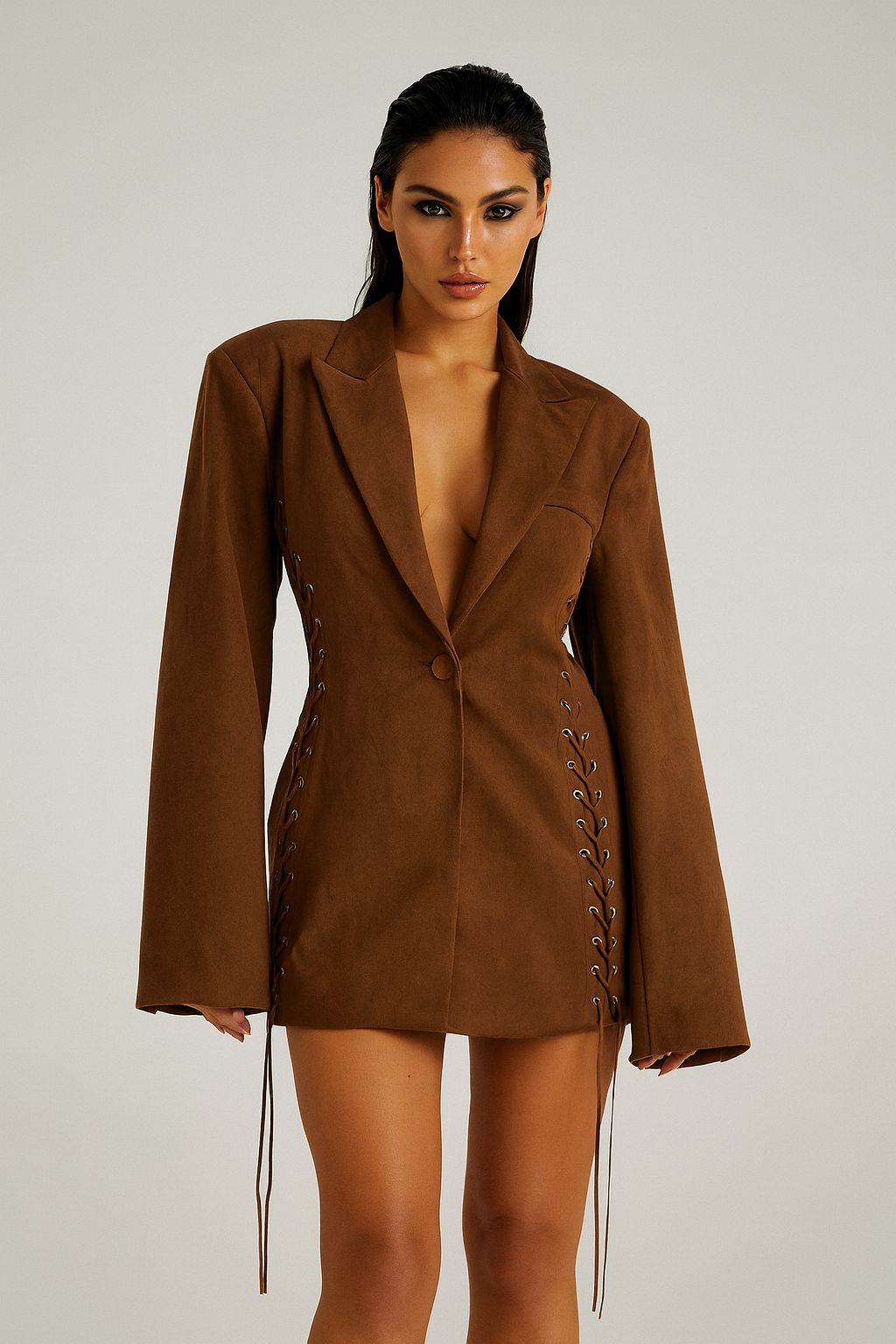 The Lace-Up Muse Blazer Dress