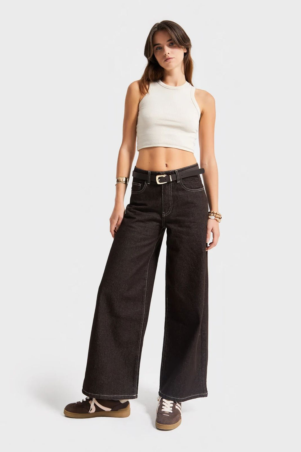 Dark Brown Wide-Leg Denim
