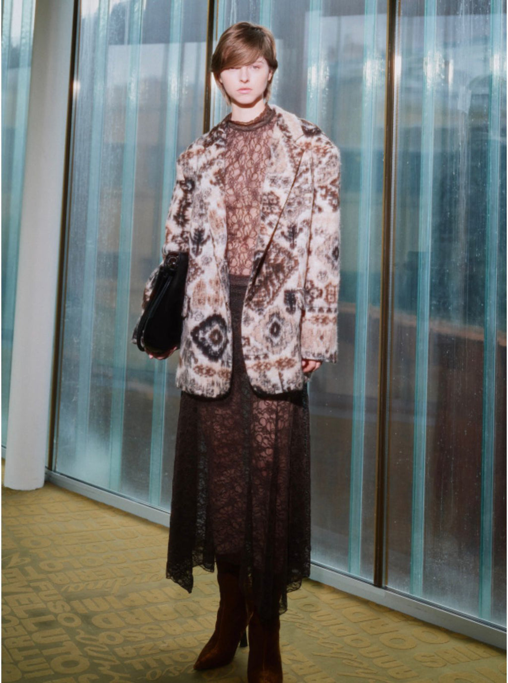 Patterned Faux-Fur Blazer