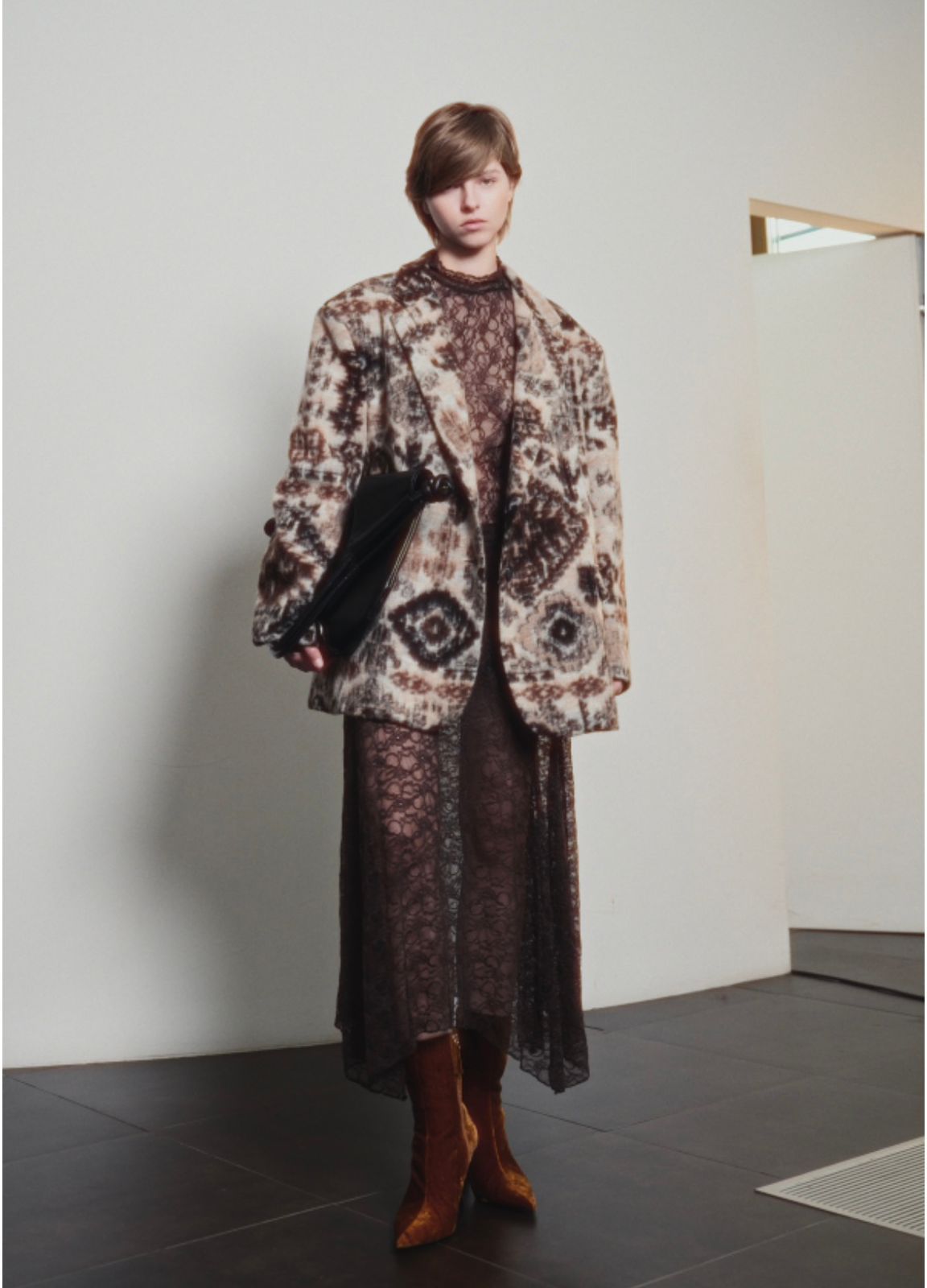 Patterned Faux-Fur Blazer