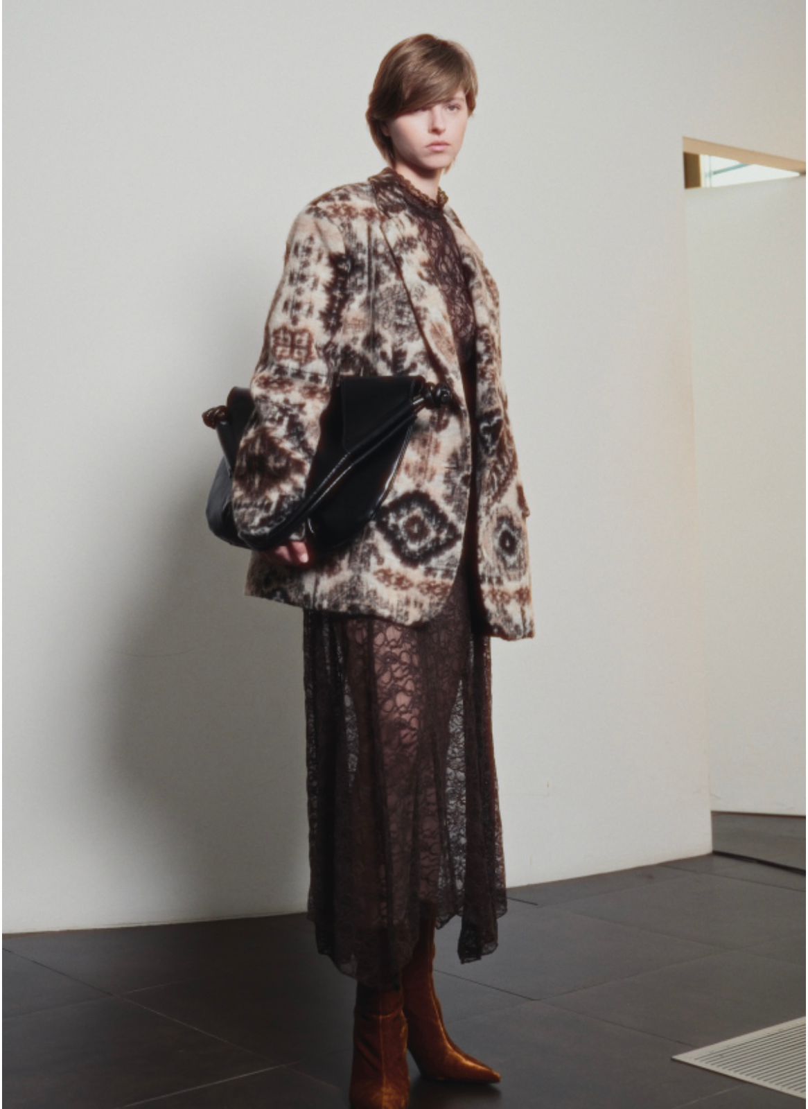 Patterned Faux-Fur Blazer