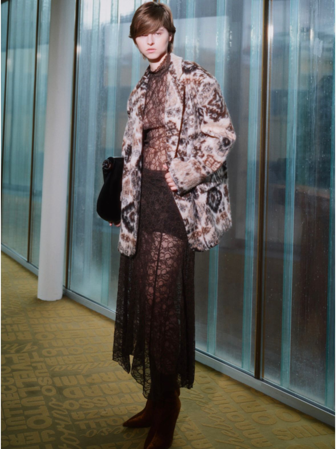 Patterned Faux-Fur Blazer