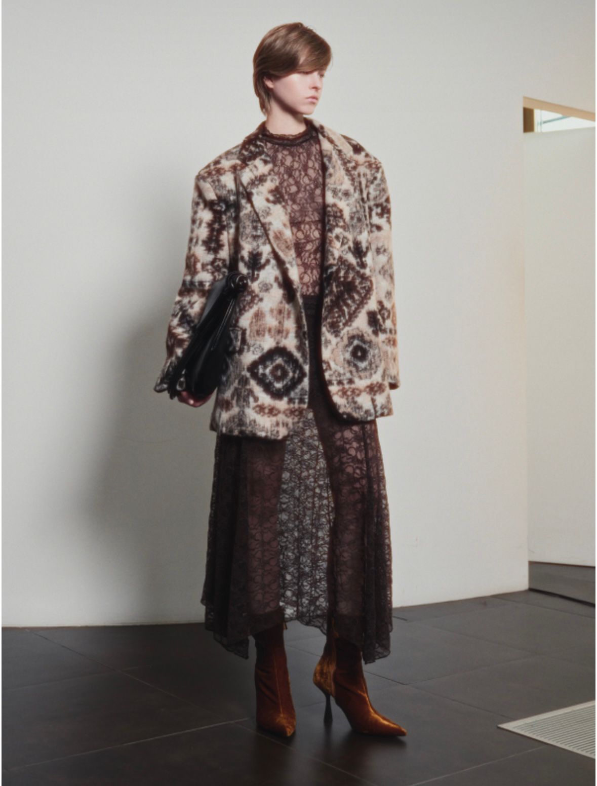 Patterned Faux-Fur Blazer