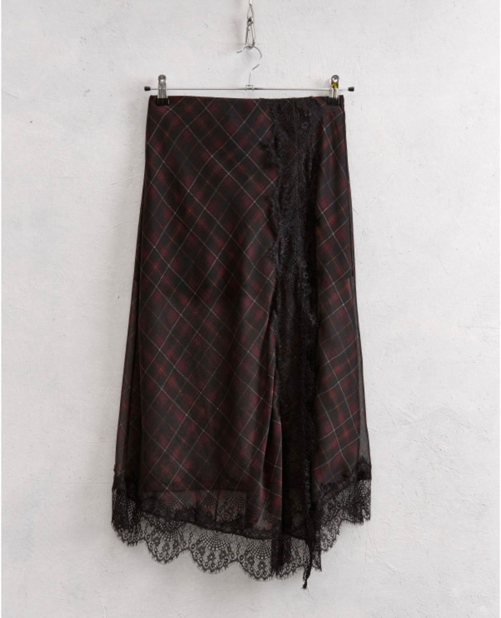 Plaid Lace-Trim Skirt