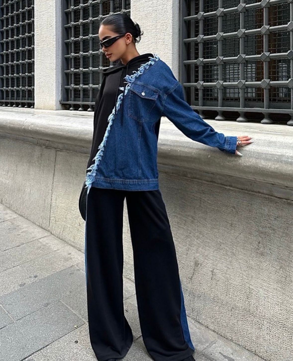 Denim Contrast Frayed pants