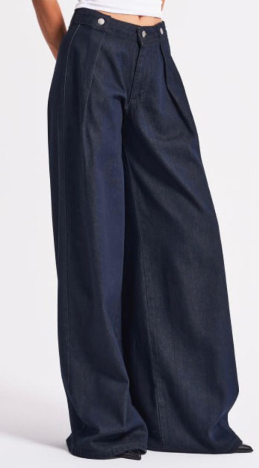 Wide-Leg Denim Pants