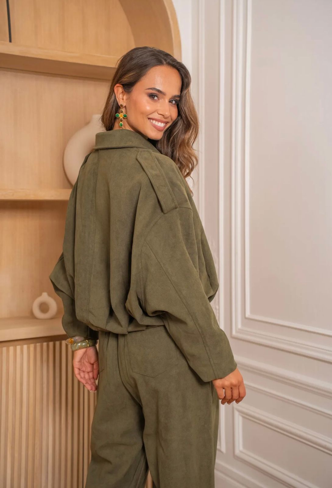 Oversized suede pants