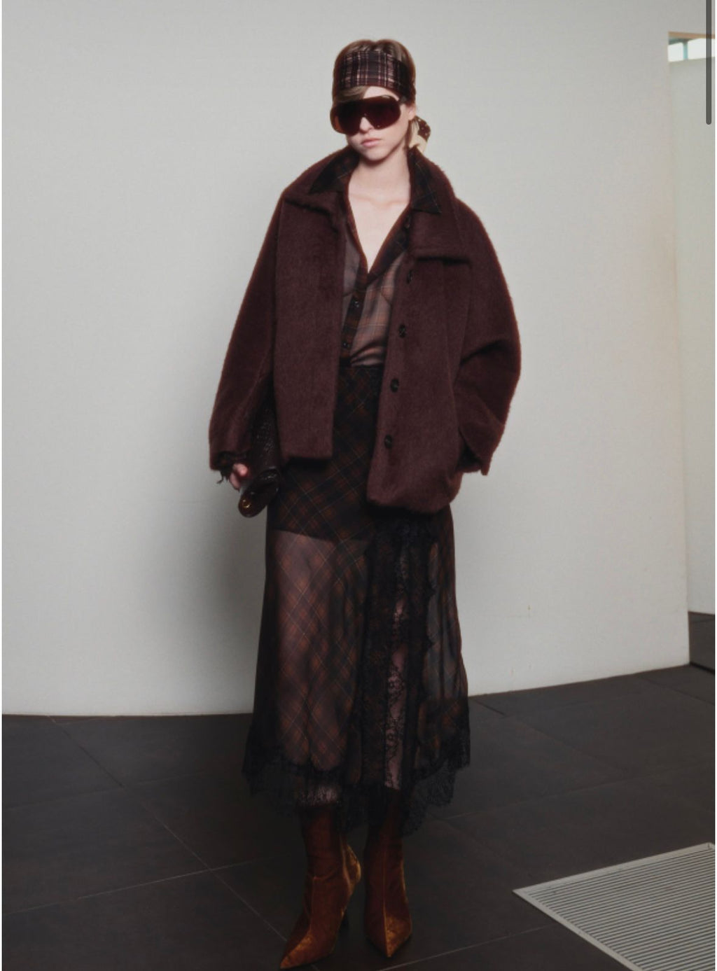 Plaid Lace-Trim Skirt