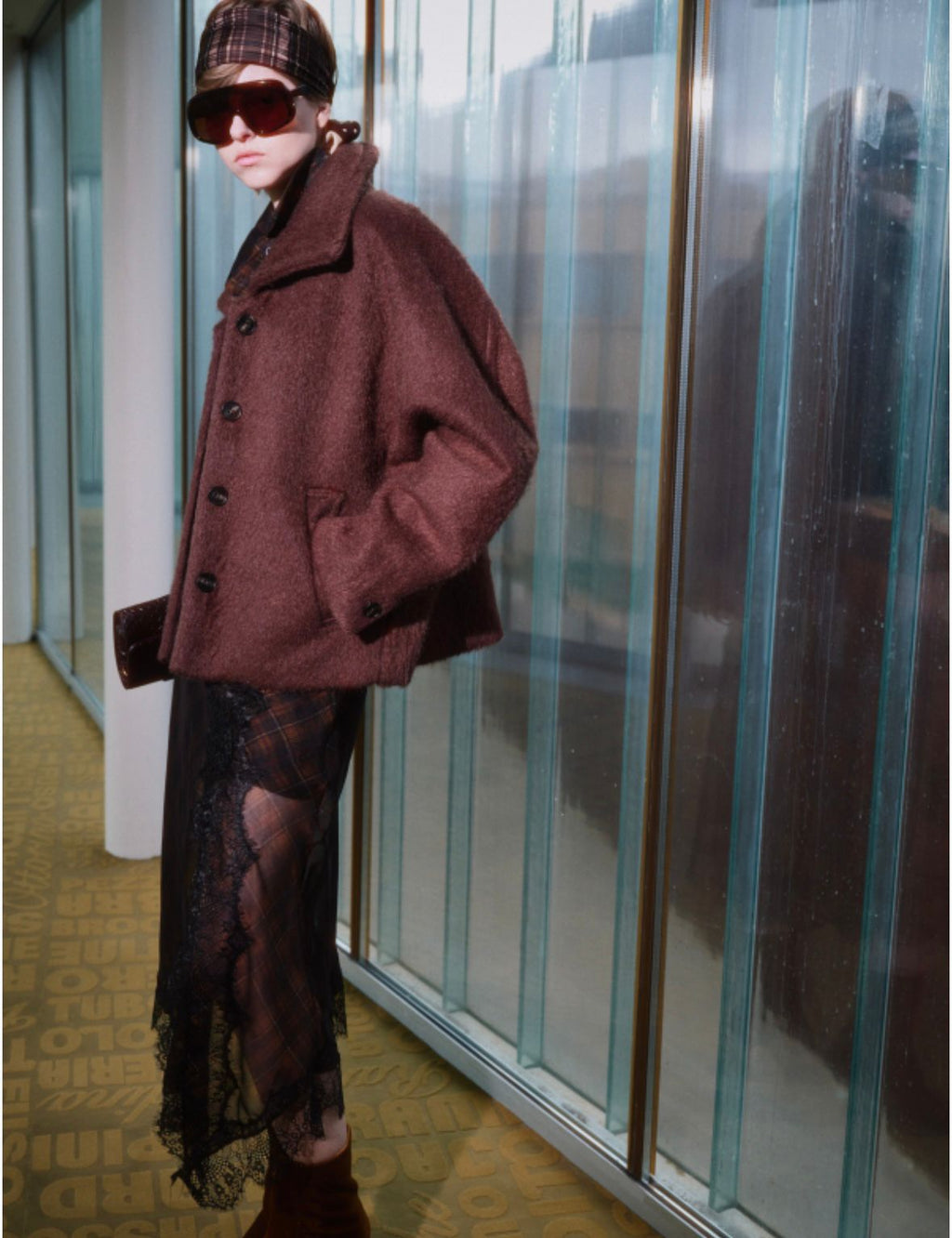 Plaid Lace-Trim Skirt