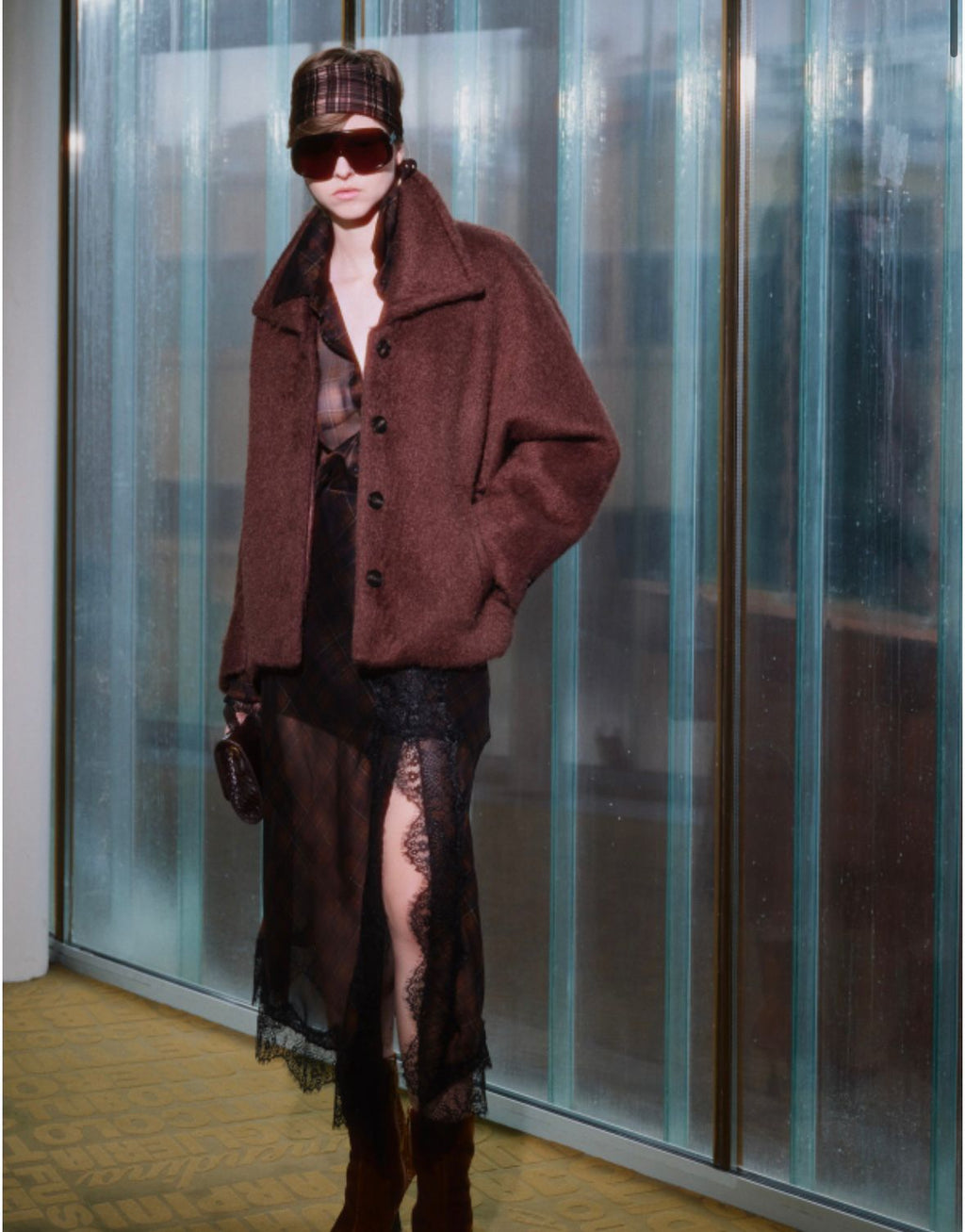 Plaid Lace-Trim Skirt