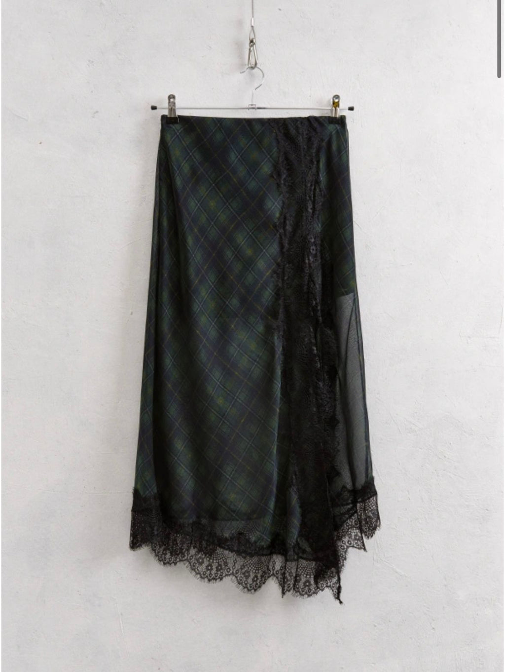Plaid Lace-Trim Skirt