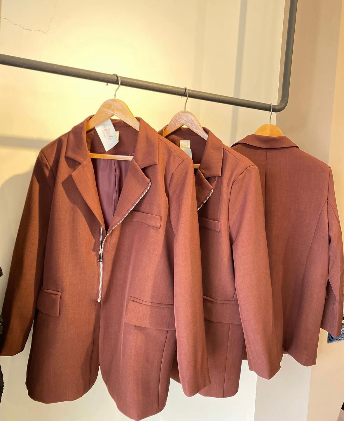 Burgundy Zip-Detail Blazer